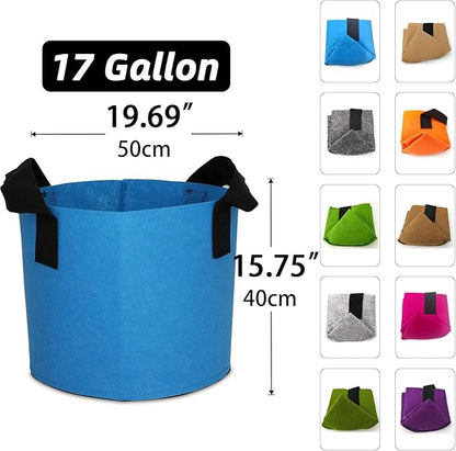 Grow Bags,Growing Pot Bags Garden Grow Bag Indoor Outdoor Fabric Aeration Plant Pot Container Flower Vegetable Pouch (Mixed 10colors,17Gallon)