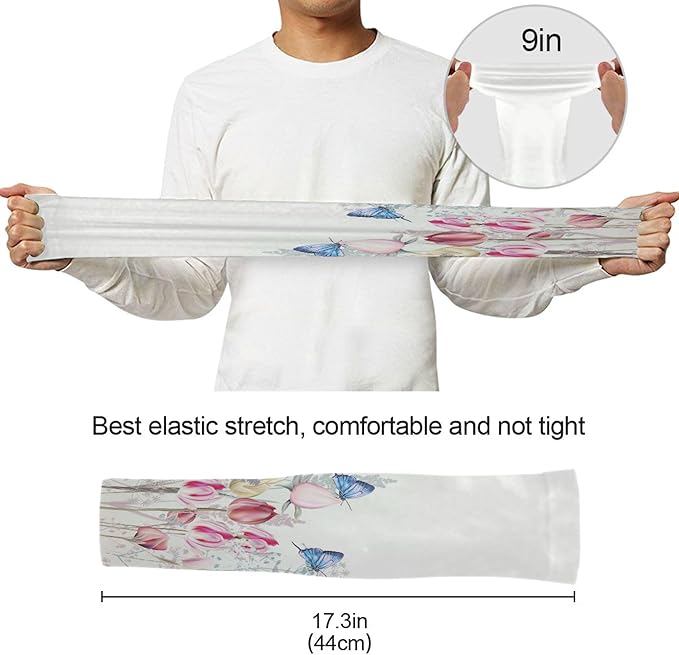 Wamika Gardening Sleeves Spring Globe Daisy Flowers Farm Sun Protective Arm Sleeves with Tumb Hole