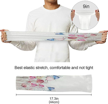 Wamika Gardening Sleeves Spring Globe Daisy Flowers Farm Sun Protective Arm Sleeves with Tumb Hole
