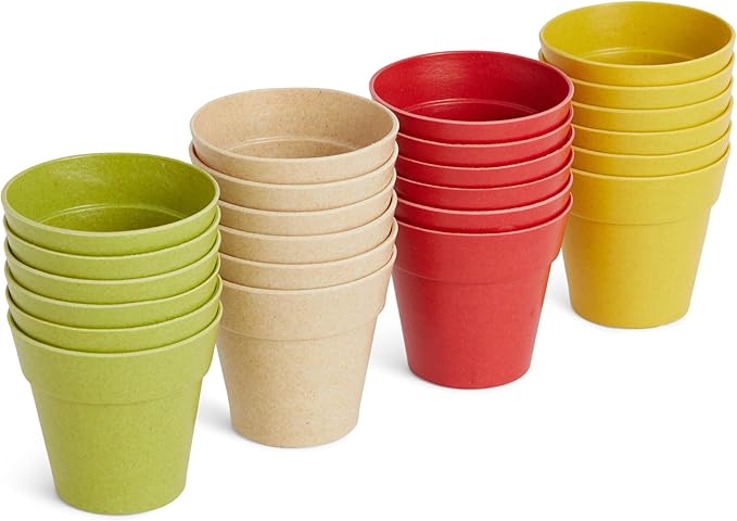 Juvale Mini Plastic Plant Pots - Drainage Hole for Flower Pots - Sturdy Planter for Indoor Plants - Pack of 24, 2.5 x 2.3 in, Multicolor