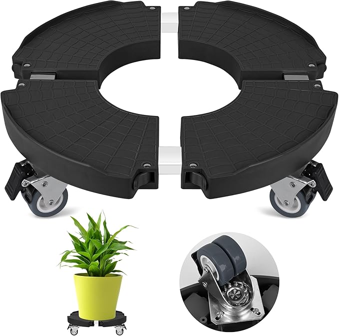 Plant Caddy Stand with 360° Wheels Adjustable 15-22 Inch Rolling Plant Stand Heavy Duty Large Plant Cart Dolly with Casters 440lbs Capacity for Large Planter, Garden Pot, Flower Pot, Black, 1 Pack