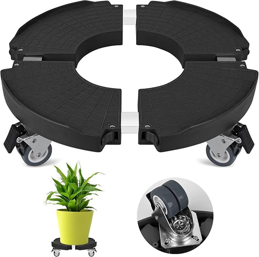 Plant Caddy Stand with 360° Wheels Adjustable 15-22 Inch Rolling Plant Stand Heavy Duty Large Plant Cart Dolly with Casters 440lbs Capacity for Large Planter, Garden Pot, Flower Pot, Black, 1 Pack
