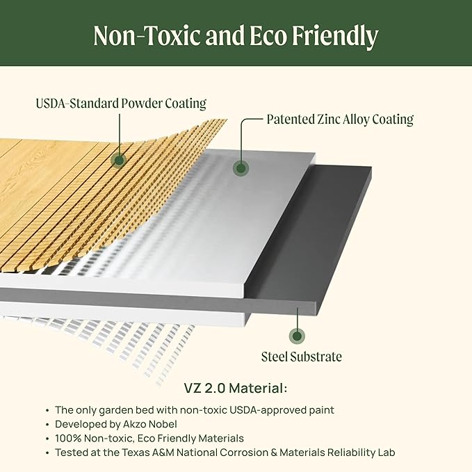 Vego garden Woodgrain Series Raised Garden Bed, 16'' Tall 4' x 4' Wooden-Look Metal Planter Box Outdoor for Gardening Vegetables Flowers Herbs