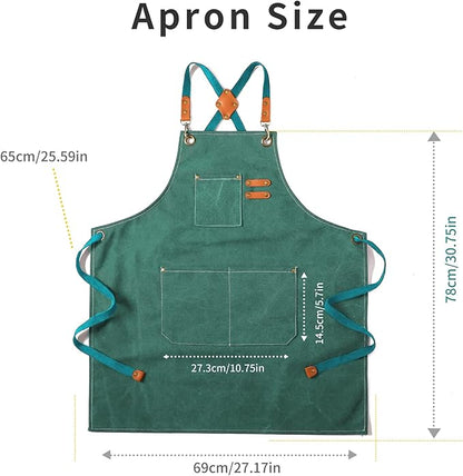 Tosewever Canvas Cross Back Chef Cotton Aprons for Men Women with Large Pockets