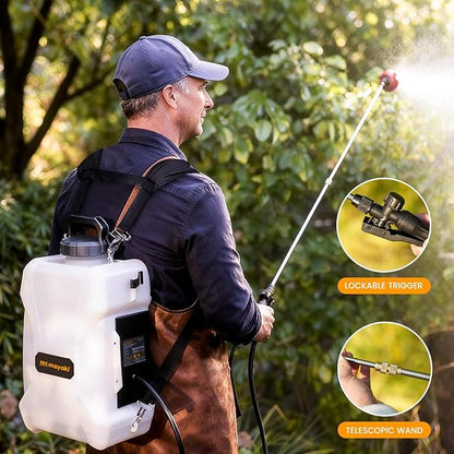 3Gallon Lawn Garden Sprayer Compatible with Dewalt 20V Battery, Backpack Pump Sprayer w/ 2.0Ah Battery, Translucent Water Tank, Adjustable Pressure, for Spraying Plants, Watering, Weeds, Cleaning