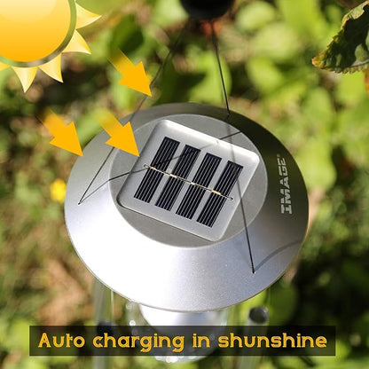IMAGE Solar Wind Chime Outdoor Hanging Lights Crackle Glass Ball Wind Chimes Color Changing Lights with Metal Tube Hanging Garden Lights for Patio Yard Home Decor Gifts for Mom Women