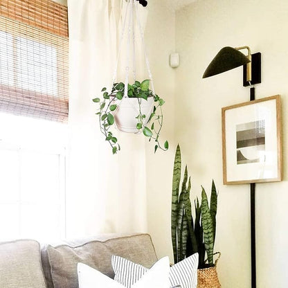 43 Inches Macrame Plant Hangers Large for up to 12 inch Pot Extra Long with Heavy Duty Swag Hooks No Tassel Cotton Rope Hanging Plant Holders (Beige, 2 Pack)
