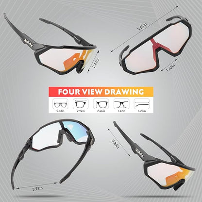 KAPVOE Photochromic Cycling Glasses Men Women Mountain Bike Sunglasses Clear MTB Bicycle Riding - K9408