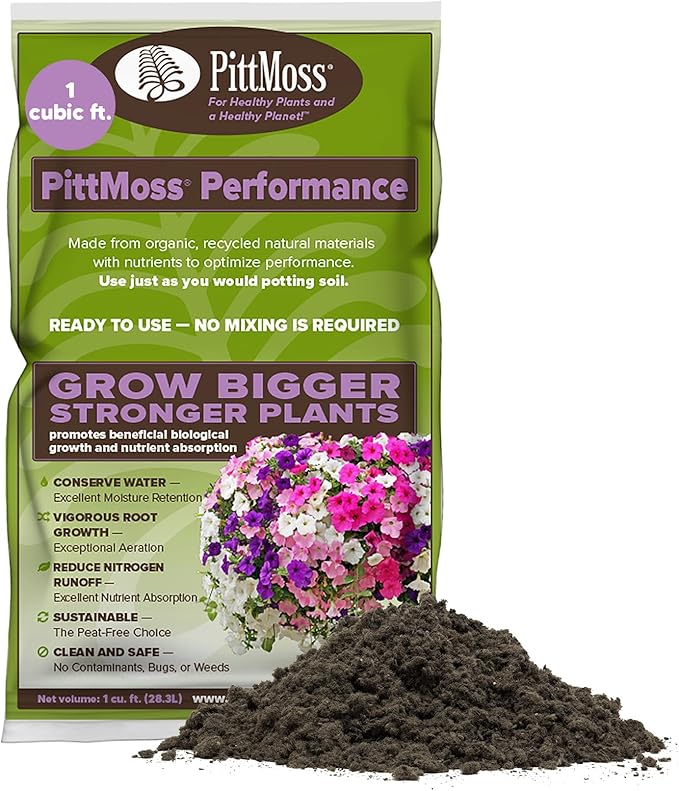 PittMoss Performance Peat Free Potting Mix with Controlled Release Fertilizer, 1 cu ft