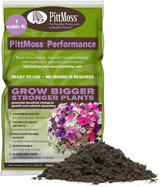 PittMoss Performance Peat Free Potting Mix with Controlled Release Fertilizer, 1 cu ft