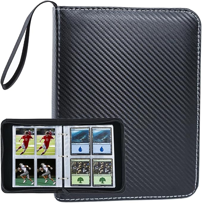 4 Pocket Trading Card Collection Book, Binder Card Album with 400 Pockets Game Card Sleeves, Binder Card Organizer for MTG, TCG, and Baseball Cards Protection and Storage