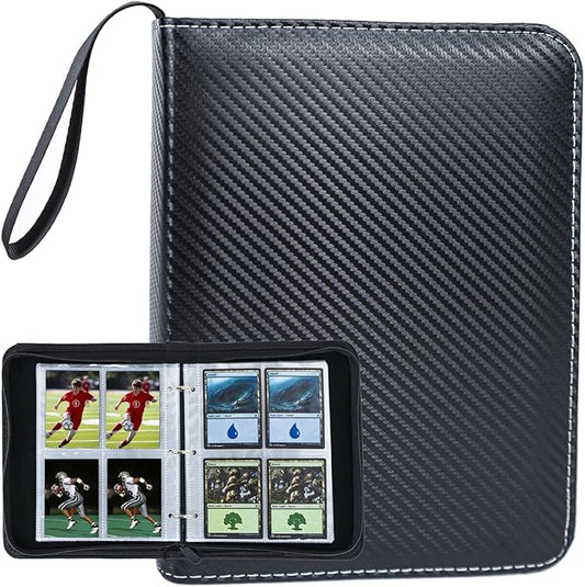 4 Pocket Trading Card Collection Book, Binder Card Album with 400 Pockets Game Card Sleeves, Binder Card Organizer for MTG, TCG, and Baseball Cards Protection and Storage
