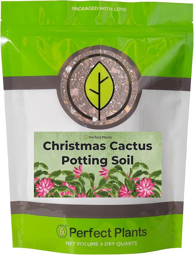 All Natural Christmas Cactus Potting Soil by Perfect Plants | Made in The USA | Christmas Cactus & Other Succulent Varieties | Formulated for Proper Drainage (4qt)