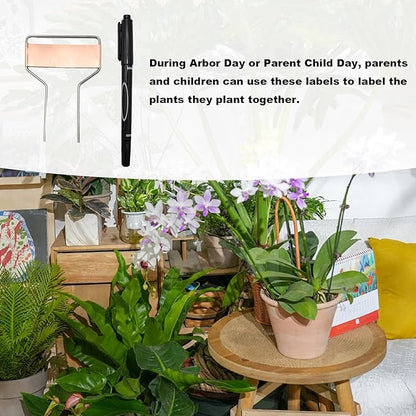40 PCS 4 Inch Metal Plant Label Stakes, Metal Plant Labels, Copper Plant Tags with 1 Maker Pen for Flowers Vegetables Seedlings Seed
