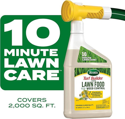 Scotts Turf Builder Liquid Lawn Food Plus Weed Control Refill, Weed and Feed, Controls Dandelions, Clover, and Other Listed Lawn Weeds, 32 fl. oz.