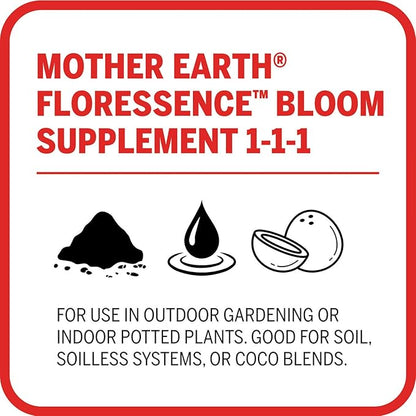 Mother Earth Floressence Bloom Supplement 1-1-1 Liquid Plant Supplement For Flowering And Fruiting Plants, Quart