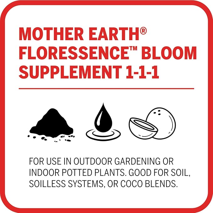 Mother Earth Floressence Bloom Supplement 1-1-1 Liquid Plant Supplement For Flowering And Fruiting Plants, Pint