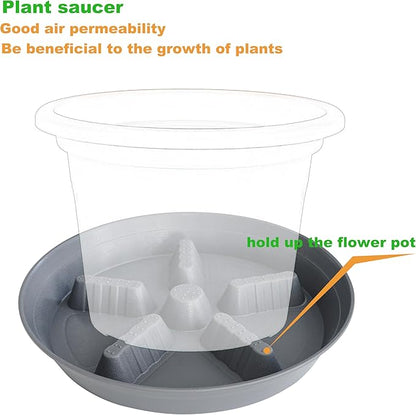 4 Pack Plant Saucer 14 inch, Plastic Plant Saucers for Indoors, Raised Middle Plant Trays for Pots, Water Tray for Plants, Plant Stand Water Catcher Tray, Pot Saucers for Plants