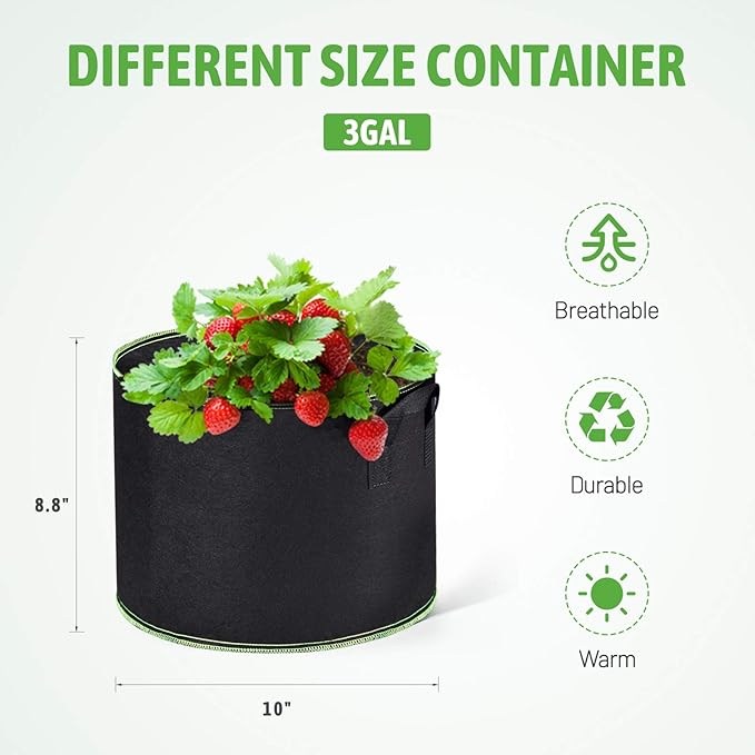 Delxo Grow Bags 1 3 5 Gallon Bundle, 10PK Each Total 30 Potato Grow Bags