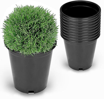 10-Pack 0.7 Gallon Round Planter Nursery Pots, Flower Plant Container Injection Molded Plastic Nursery Pot Gardening Pots for Indoor Outdoor Vegetables, Succulents, Black