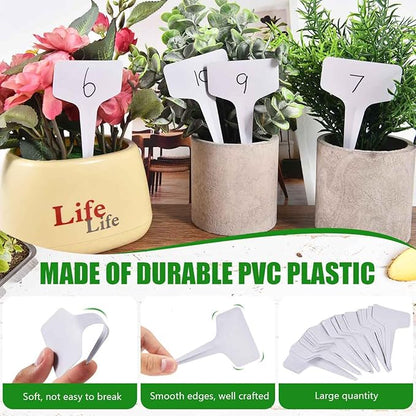 WSSROGY 360 Pcs T-Type Plastic Garden Plant Labels Tags Markers with Marker Pens for Outdoor Plants Name