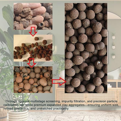 Natural Organic Clay Pebbles, 2LBS 8mm-18mm Expanded Leca Balls Plant Garden Soil, Grow Media for Hydroponics, Decoration, Aquaponics, Gardening Essentials