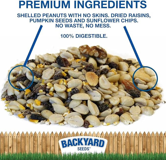 CountryMax Backyard Seeds Woodpecker No-Waste Bird Seed Mix 5lbs - Premium Shelled Peanuts & Sunflower Chips, Small Bag of Wild Bird Food