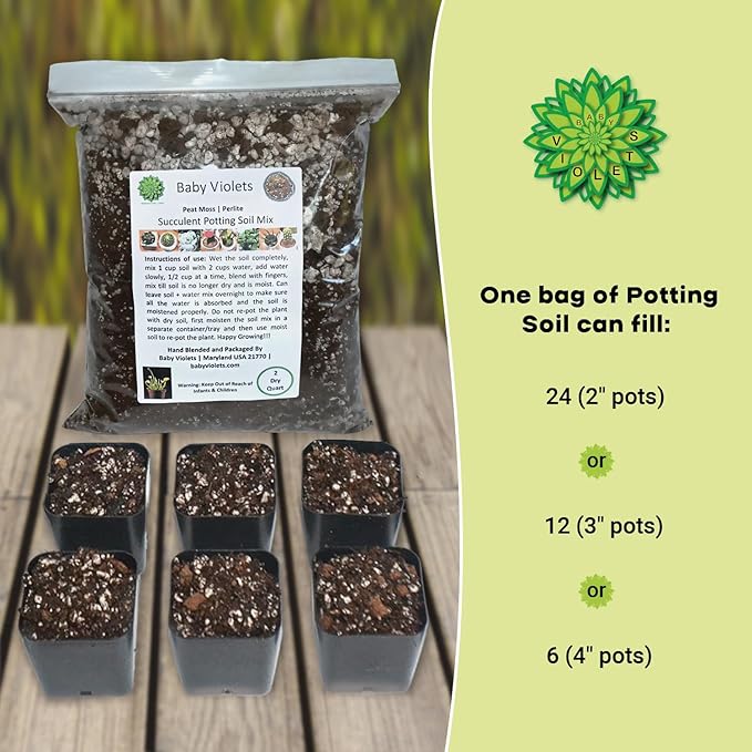 Succulent (½ Gallon / 2 quarts) Plant Potting Soil Mix Peat Moss & Perlite