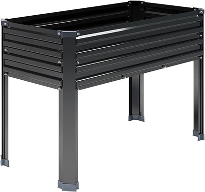 Galvanized Raised Garden Bed with Legs,48×18×30in Elevated Planter Box for Backyard,Garden, Patio, Balcony, 300lb Capacity,Planters for Outdoor Plants,Black