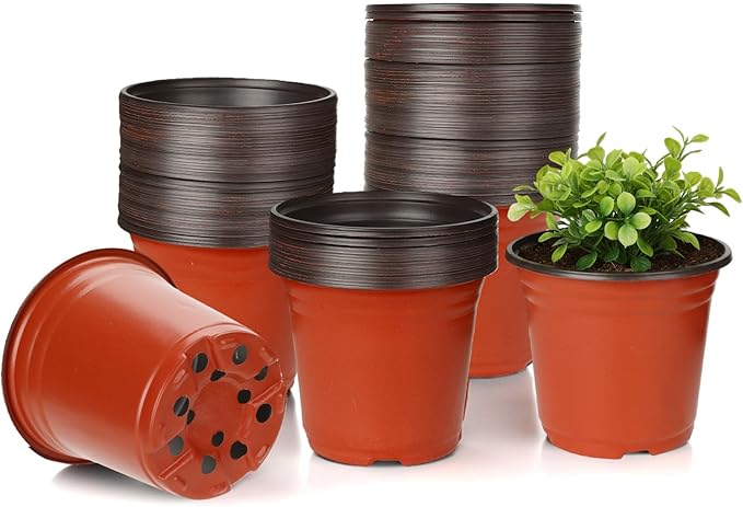 40 PCS Plant Nursery Pots 6 Inch Plant Seedling Pots with Drainage Holes Plastic Plant Flower Pot Small Plastic Seed Starting Pot Starter Containers Office Home Indoor Outdoor