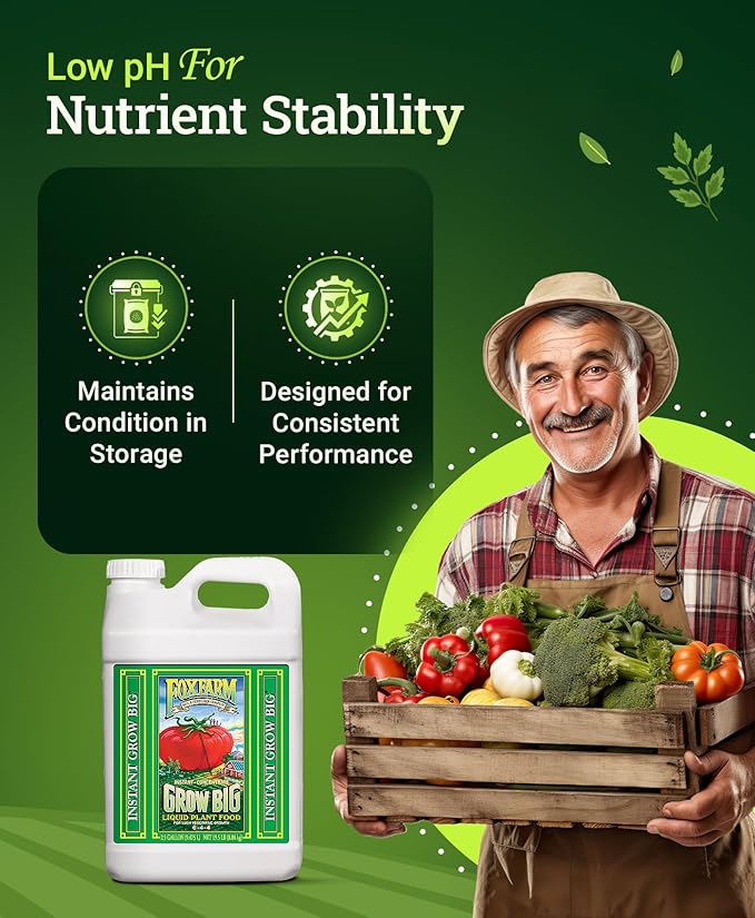 FoxFarm Grow Big Liquid Plant Food - 6-4-4 House Plant Fertilizer for Lush Vegetative Growth, Fast Nutrient Uptake for Roses, Tomatoes & Veggies - 2.5 Gallon Size Concentrate