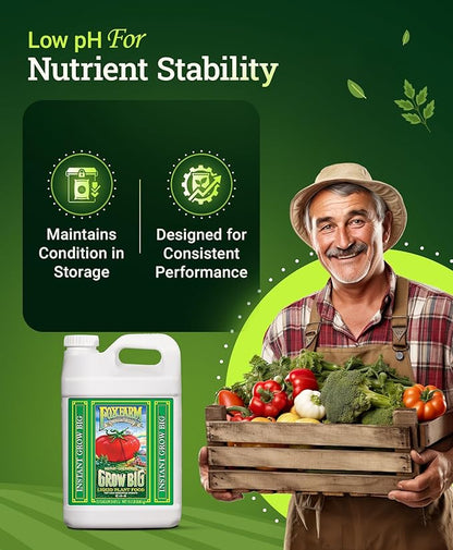 FoxFarm Grow Big Liquid Plant Food - 6-4-4 House Plant Fertilizer for Lush Vegetative Growth, Fast Nutrient Uptake for Roses, Tomatoes & Veggies - 2.5 Gallon Size Concentrate
