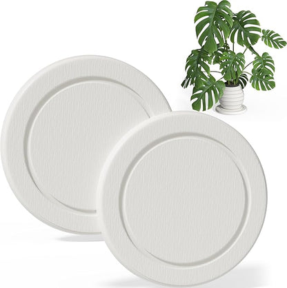 Plant Saucer Flower Pot Saucers Plant Trays for Pots Instant Dry Diatomaceous Earth Round Plant Drip Trays for Indoors Keeping Counter and Floors Dry and Clean (2Pcs White Large)