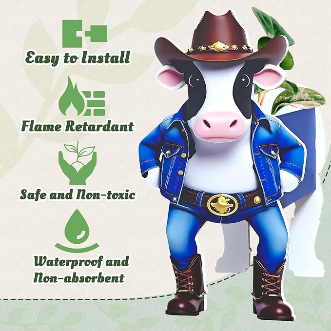 Cow Planter, Cute Animal Shape Flower Planters, Plant Pots for Indoor/Outdoor Garden Decor, Unique Gifts/Souvenirs for Pet Lovers (Western Cowboy-Style Dairy Cow)