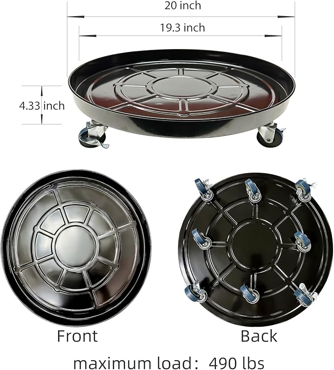 Choclaif Plant Caddy with Wheels, 2 Pack Black Heavy Duty Plant Stand with Universal Wheels, Round Pot Trolley for Indoor Outdoor (20)