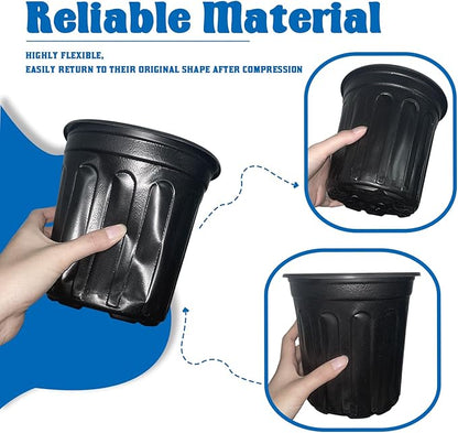 50 Pack 1 Gallon Plant Nursery Pots,Plastic Seedling Pot with Drainage Holes,Flexible Garden Flower Plant Container for Potting,Succulents,Cuttings,Transplanting,Black
