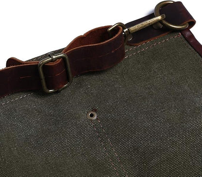 Luchuan Heavy Duty Canvas Tool Apron With the Adjustable Genuine Leather Belt (Army Green)