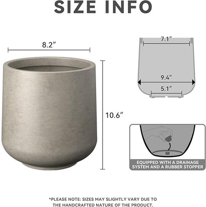 Kante 15.3" Dia Round Concrete Planter, Outdoor Indoor Large Plant Pots Containers with Drainage Hole and Rubber Plug for Home Garden Patio, Weathered Concrete