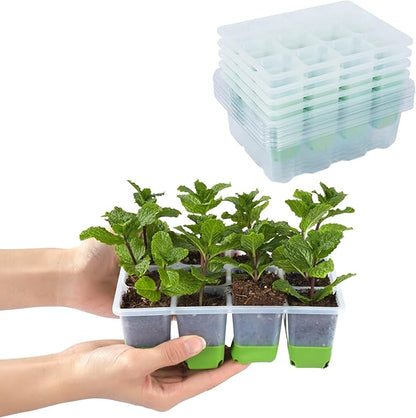 Backyard Expressions 5-Pack Silicone Seed Starter Kit – Reusable 60-Cell Planting Trays with Easy Push-Out Design for Indoor Garden Seedlings