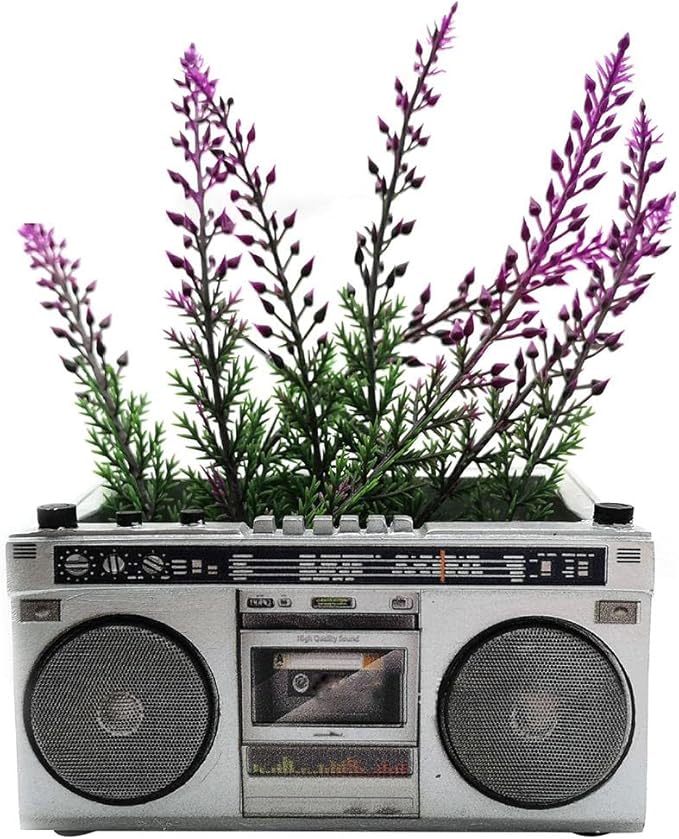 Hztyyier Retro Planter Pots, Cute Flower Planters Decorations, Radio Shaped Pots for Home Decor Indoor Outdoor (Recorder Flower Pot)