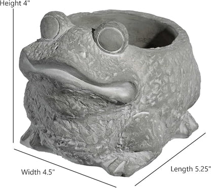Classic Home and Garden Cement Buddies Animal Planter - Cute Desk Decoration - UV Coated Animal Vase w/Removable Drain Plug - Succulent Planter for Indoor/Outdoor Use (Frog Planter, Natural, Small)