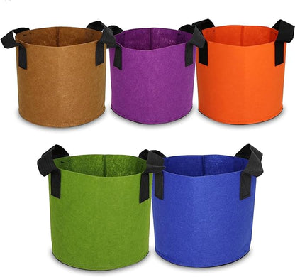 Grow Bags,Growing Pot Bags Garden Grow Bag Indoor Outdoor Fabric Aeration Plant Pot Container Flower Vegetable Pouch (Mixed 5colors,17Gallon)