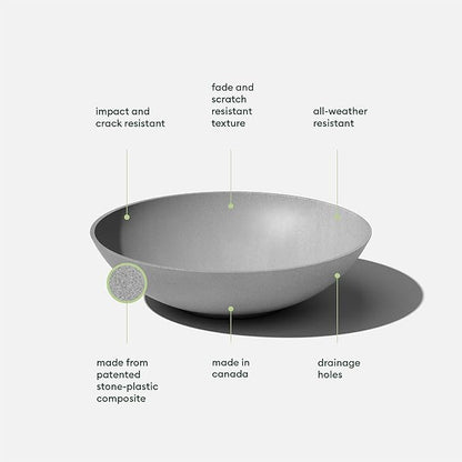 Veradek Mason Series Lane Bowl Planter| for Indoor or Outdoor Tabletops/Gardens |Made from Plastic-Stone Composite with Drainage Holes|Modern Décor for Flowers, Succulents, Small Plants