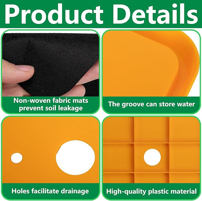 2 Pack 13" Square Planter Insert, Reusable Large Plant Pots Insert with Liner and Drainage Holes, Plastic Pot Fillers for Indoor and Outdoor Plants Containers (16''-19'')