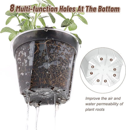 Clear Nursery Pots with Drainage, 40 Pack Transparent Plastic Orchid Planters, 3 Sizes Plant Pots 6/5/4 Inch with 40 Plant Labels for Seedlings, Succulents, Indoor/Outdoor Repotting