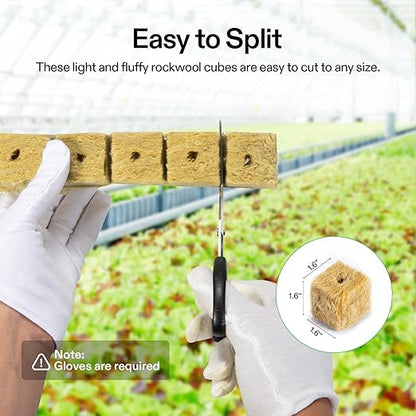 VIVOSUN 1.6" Rockwool Cubes, 112 Plugs Stonewool Starter Grow Cubes for Cuttings, Cloning, Plant Propagation, Seed Starting, Hydroponic Grow Media for Vigorous Plant Growth, 4 Sheets of 112 Plugs