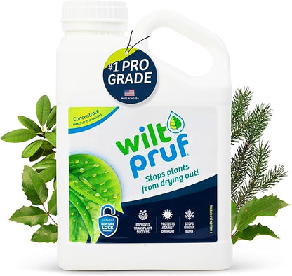 Wilt-Pruf® Concentrate | Protect Against Winter Damage, Drought, and Stress | Just Spray & Let Dry | Locks in Moisture w/Clear Foliar Film | Professional-Grade & Trusted | Replaces Burlap | (1 Gal)