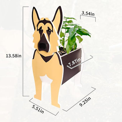 German Shepherd Dog Planter, Cute Animal Shape Flower Planters, Plant Pots for Indoor/Outdoor Garden Decor, Unique Gifts/Souvenirs for Pet Lovers