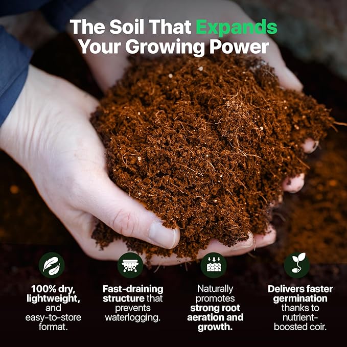 WONDER SOIL | (30 Quarts) The Only Ready to Plant Compressed Coco Coir Fully Loaded with Nutrients | 3-Pack Organic Coco Coir Brick | 3 Bricks Expands to 30 Quarts | Incl Worm Castings & Nutrients