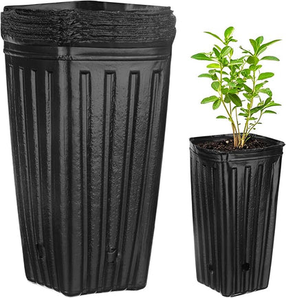 20-Pack Plant Nursery Pots, 3.94x3.94x7.87 Inch Plastic Deep Growing Nursery Pots Succulent Planter Flower Tree pots with Drainage Holes for Indoor Outdoor Gardening [Black]